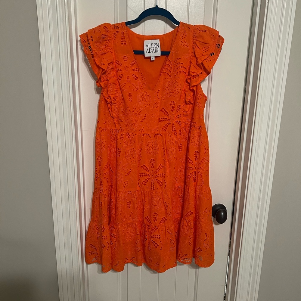 Alden Adair Orange Eyelet Mini Dress